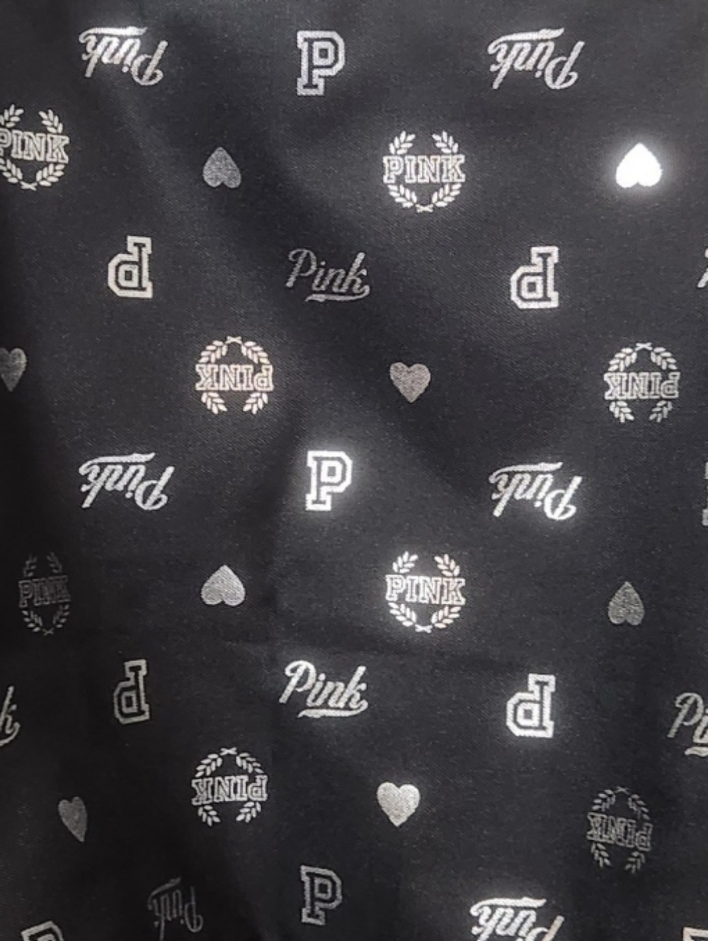 PINK Victoria's Secret Zip Closure Black and White Logo Print Tote EUC - Picture 3 of 5